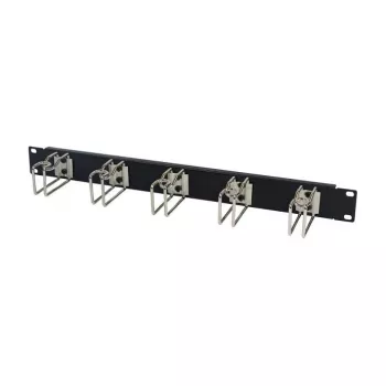 Panel zarządzania kablami w szafie rack 1U metalowy z 5 dużymi uchwytami, ALLNET ALL-S0002251, czarny