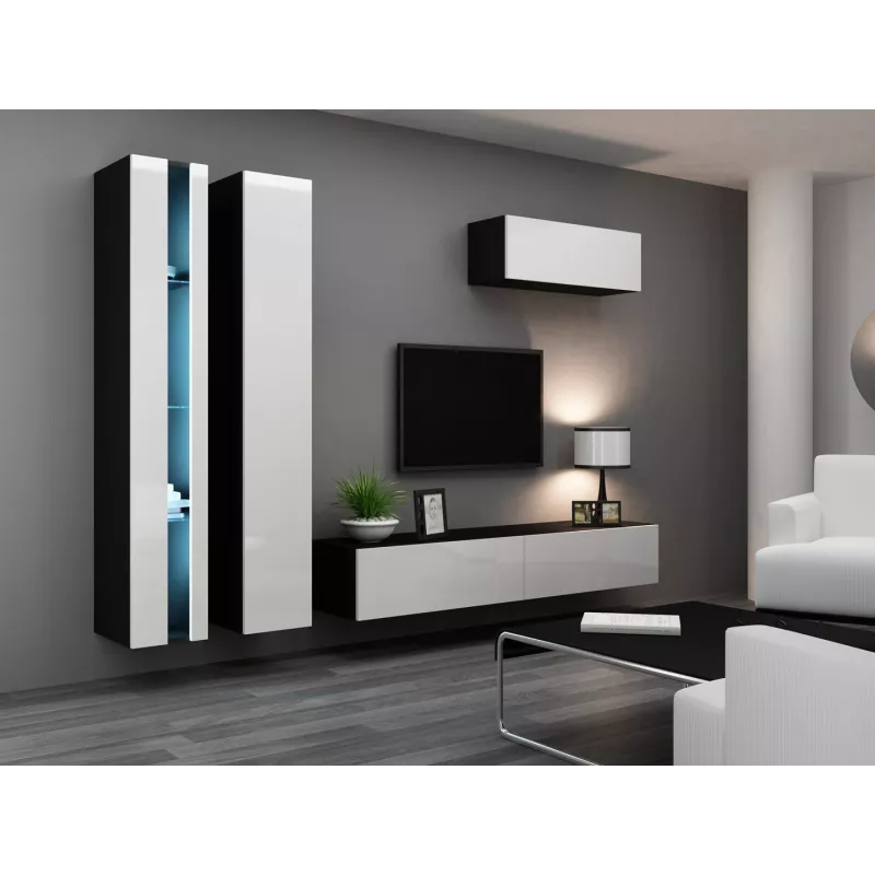 TV stand cama meble VIGO NEW 30/180/40, 1800×400×300 mm, czarny blat, rama z płyty wiórowej