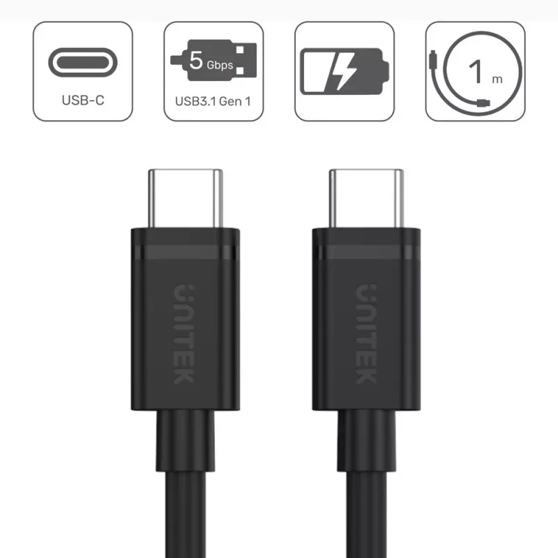 Kabel USB UNITEK Y-C477BK USB 3.2 Gen 1 1m USB C Czarny