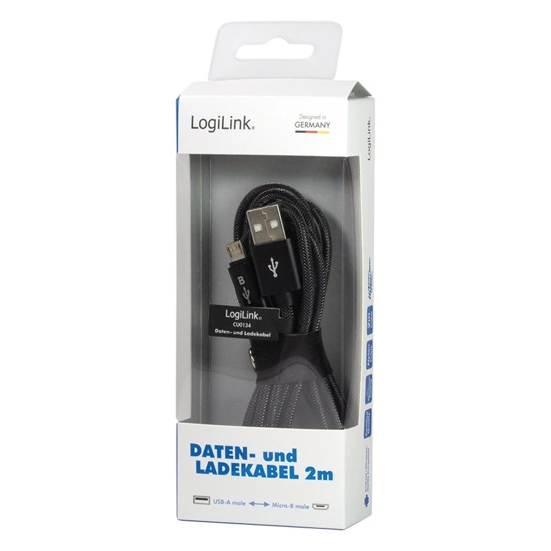 Kabel synchronizacyjny i ładujący USB-A do Micro-B męski 2m