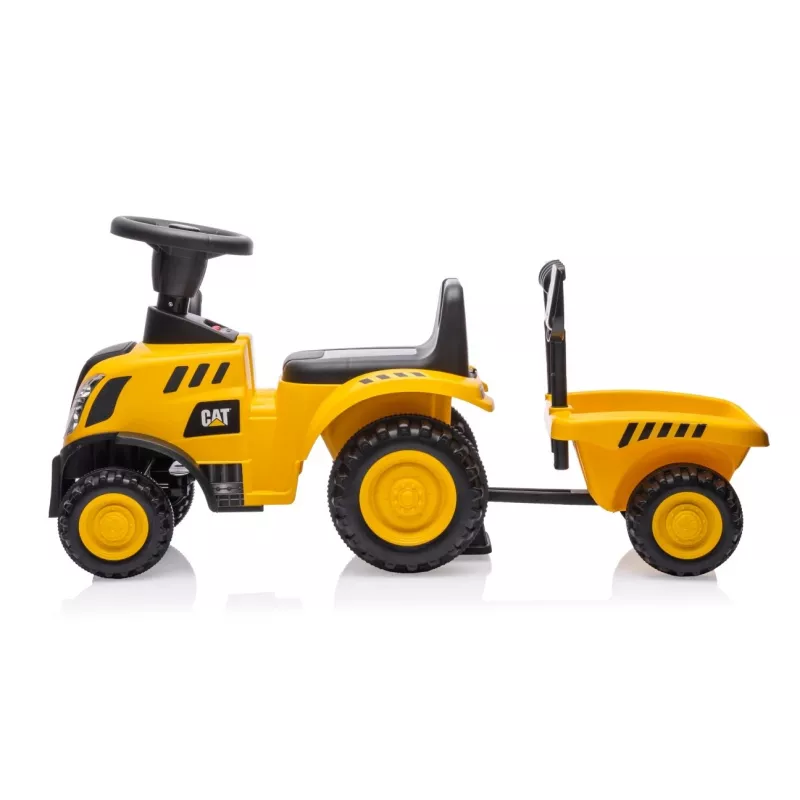 Pojazd CAT Traktor z przyczepą żółty jeździk
