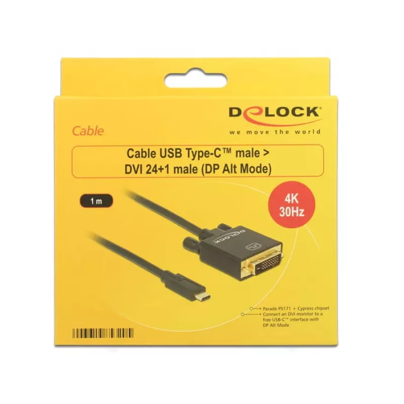 Adapter USB-C na DVI DeLOCK 1m 85320