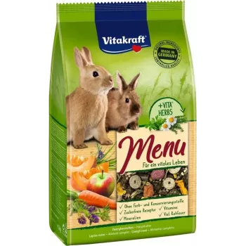 Complete pellet rabbit food Vitakraft Menu Vital 3 kg — adult, cereal flavor, 12.5% crude fibre, digestive support, sack