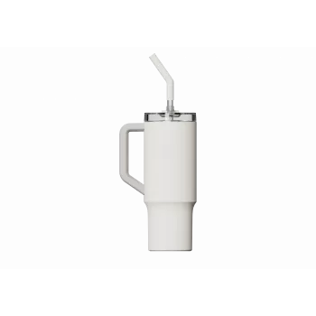 Kubek termiczny ze słomką Xiaomi Straw Mug Biały 1 L — wnętrze ze stali nierdzewnej, szczelny, 240×132×97 mm