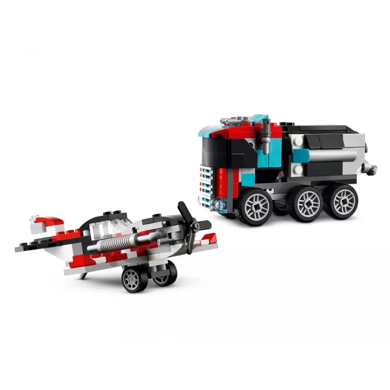 Zestaw LEGO Creator 2-w-1 Ciężarówka z platformą i śmigłowiec 31146, konwertowalna konstrukcja dla dzieci