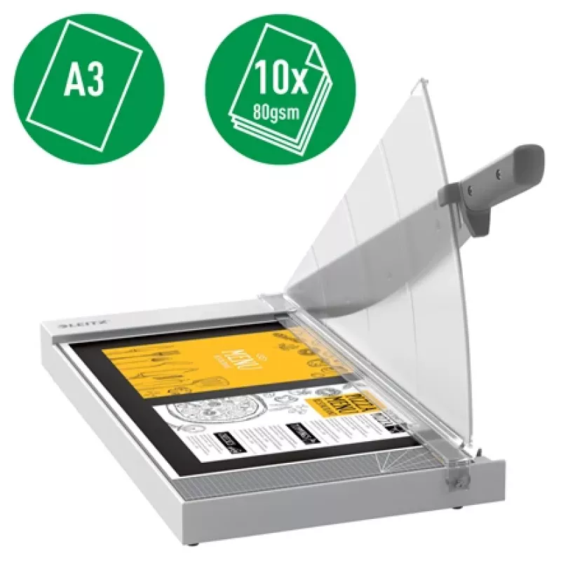 Leitz Precision Home Office gilotyna do papieru A3, 10 arkuszy, docisk ręczny, stal nierdzewna, A3, 80 g/m², stal