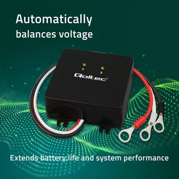 Balanser napięcia akumulatorów QOLTEC 51097 do akumulatorów 24V (2×12V), prąd równoważenia 5A