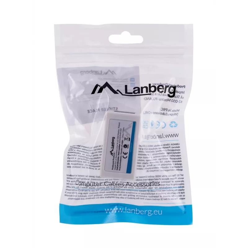 Przejściówka LANBERG RJ-45 na RJ-45, żeński-żeński, U/UTP Cat5e, biały