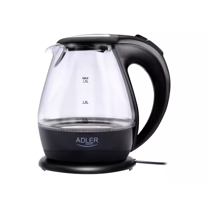 Czajnik Adler AD 1224 | 2000 W | 1,5 L | Szkło | Czarny