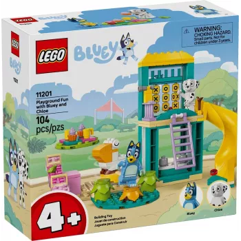 Zestaw klocków LEGO 11201 Radość na placu zabaw z niebieski i Chloe – minifigurki, scena do zabawy