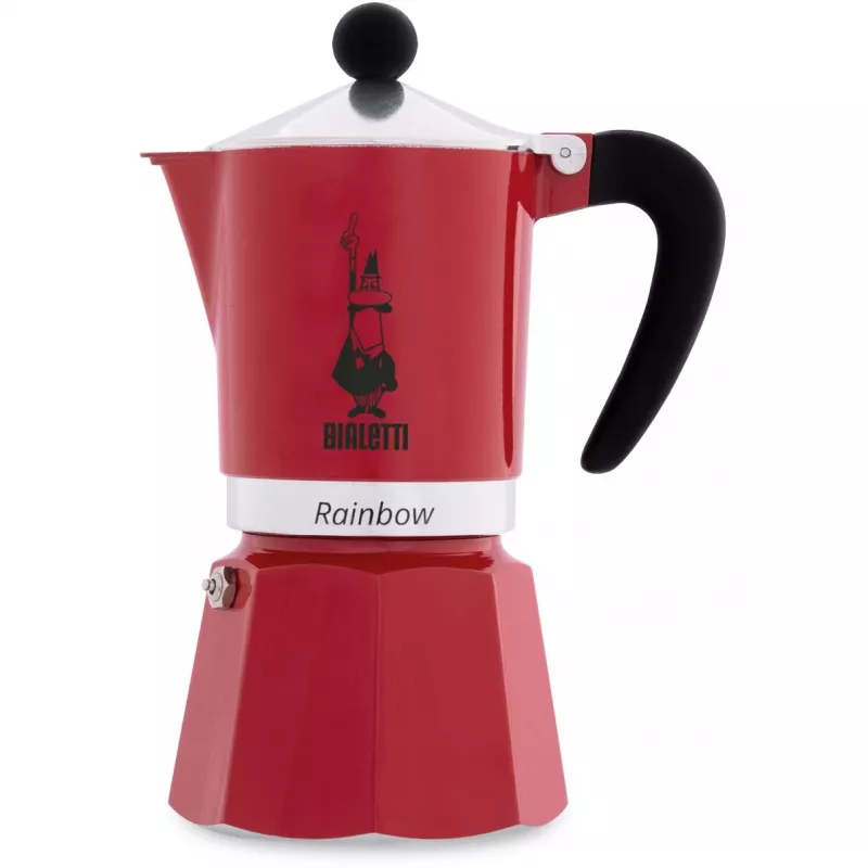 Bialetti Stovetop Espresso Maker Rainbow 3 filiżanki Czerwony