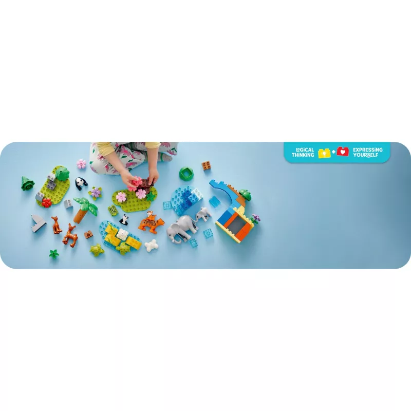 Zestaw LEGO DUPLO Town Rodziny Dzikich Zwierząt 3-w-1 10446 — 92 elementy, wiek 2+, 200×220×340 mm