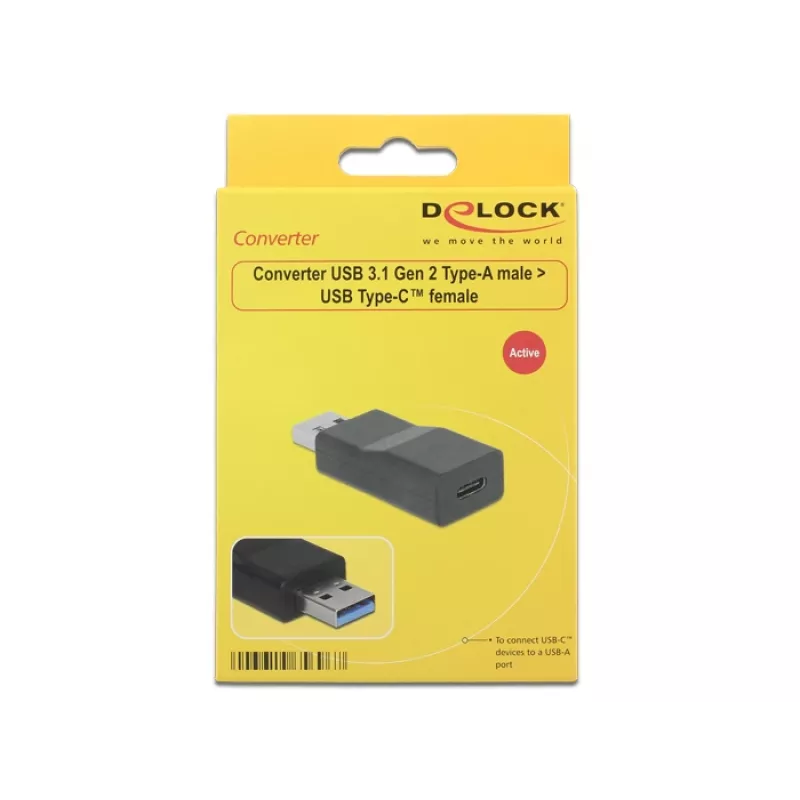 Przejściówka gender changer DeLOCK 65696 USB 3.1 Gen 2 Type-A na Type-C Czarny