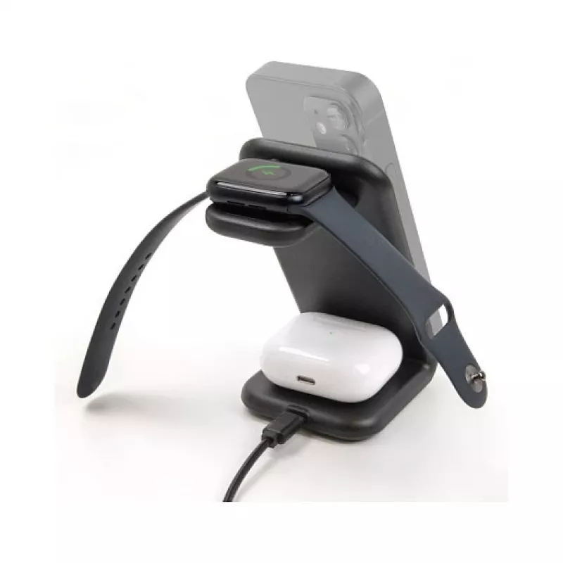 DELOCK 66941 Ładowarka bezprzewodowa 3-w-1 do smartfona, smartwatcha i słuchawek USB Type-C 15 W wewnętrzna czarna