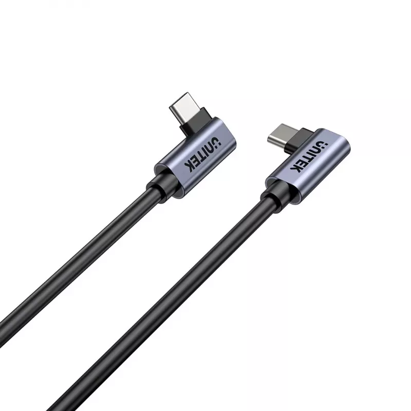 Kabel USB‑C Unitek C14147ABK01 90°–90° PD 100W 0,5 m, kątowy na kątowy, czarny