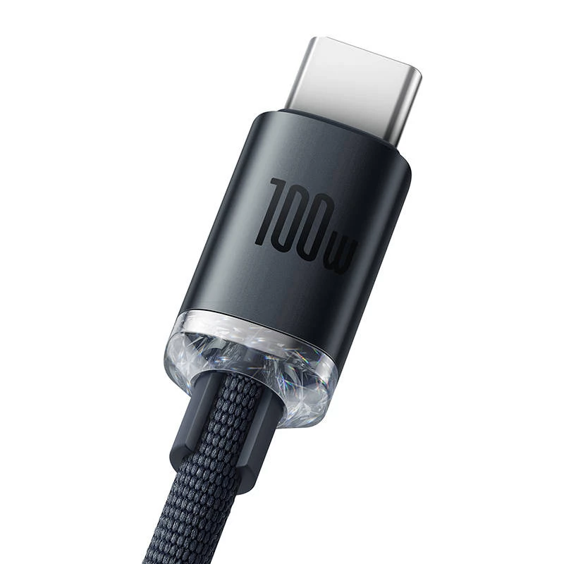 Przewód Baseus Crystal Shine USB na USB-C, 100W, 2m (czarny)