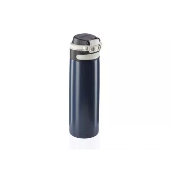 Kubek termiczny Leifheit 03275 600 ml stal nierdzewna, podwójna ścianka, szczelny, otwierany jedną ręką, uchwyt, czarny/niebieski