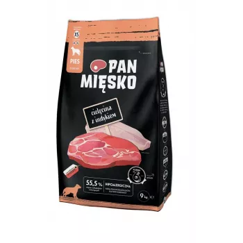 Sucha karma dla psów Pan Mięsko Veal with Turkey XS 9 kg — Krokiety dla dorosłych psów małych ras, 30% białka, 20% tłuszczu