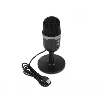 Mikrofon studyjny BLOW ze statywem LED — przewodowy USB 2.0, 20–16000 Hz, czułość -50 dB, 237 g