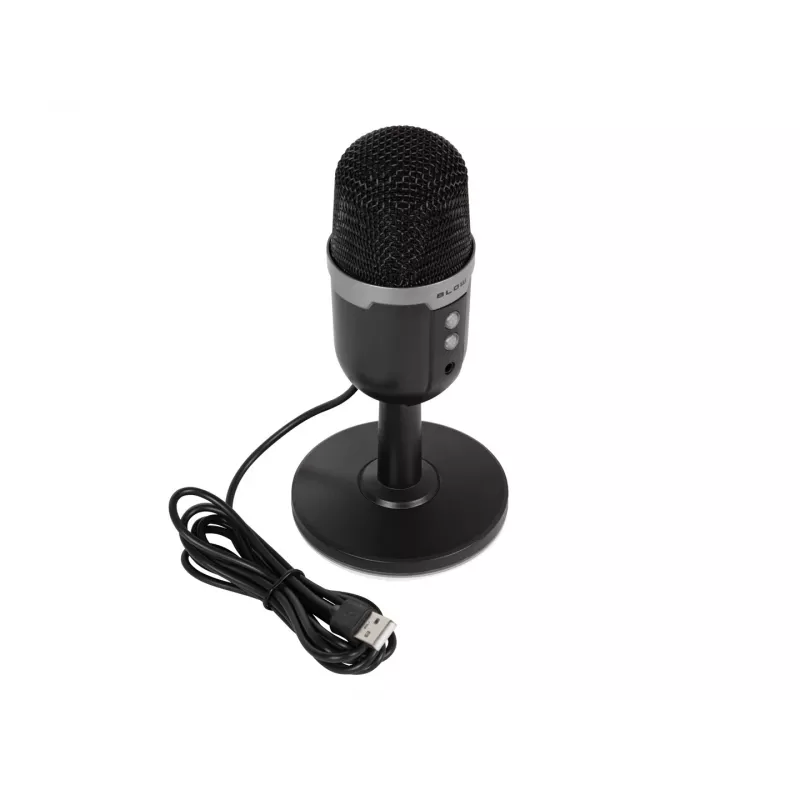 Mikrofon studyjny BLOW ze statywem LED — przewodowy USB 2.0, 20–16000 Hz, czułość -50 dB, 237 g