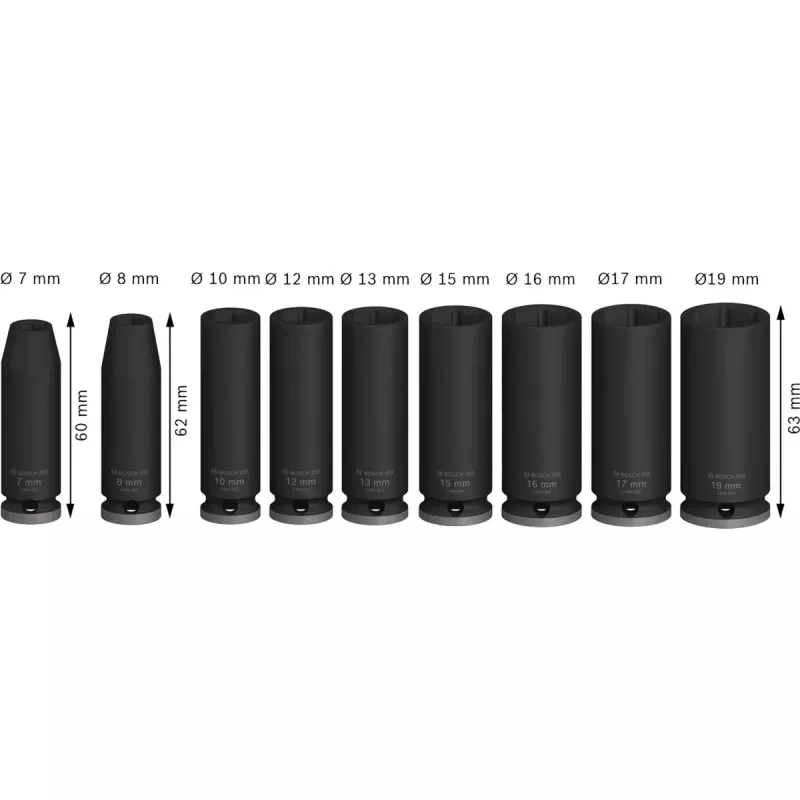 PRO Impact Steckschlüsseleinsatz-Set 3/8, 9-teilig schwarz, tief