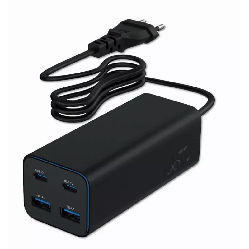Ładowarka Gembird TA-UC-2A2C-PD100-01-BK do laptopa, smartfona, czarna, AC, szybkie ładowanie, do użytku wewnętrznego