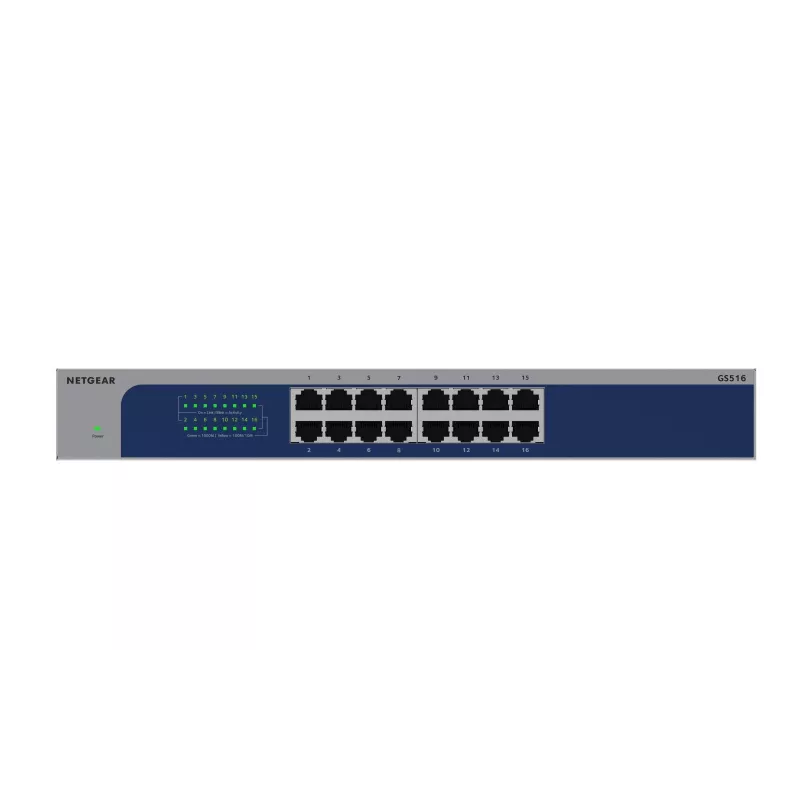 NETGEAR GS516-300EUS przełącznik sieciowy Niezarządzalny Gigabit Ethernet (10/100/1000) Szary