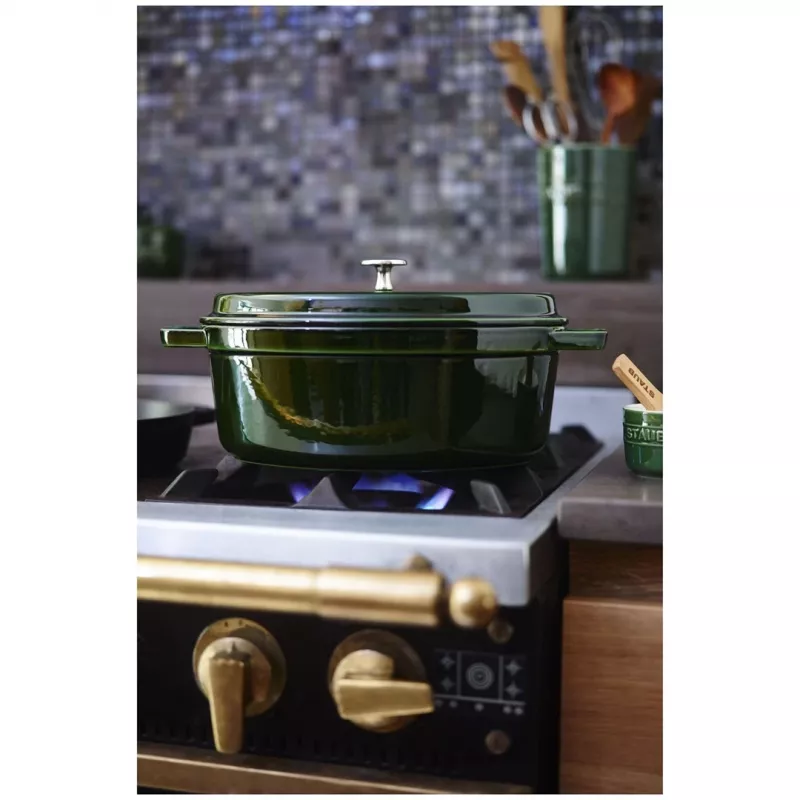 Staub La Cocotte 33 cm owalny garnek żeliwny, zielony bazylia