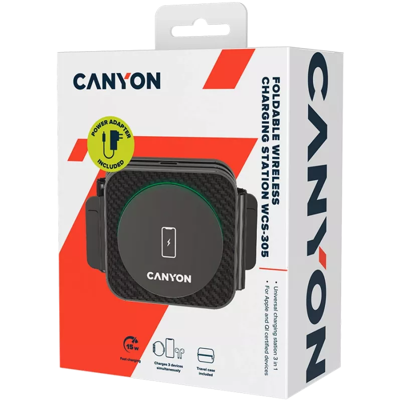 Ładowarka Canyon WS-305 Czarna Szybkie ładowanie Napięcie wejściowe 9/12 V
