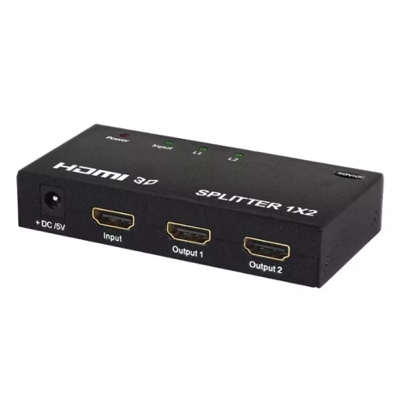 Rozdzielacz wideo HDMI SAVIO CL-42 — 2 wyjścia HDMI, 1920x1080, 36-bitowa głębia kolorów, metalowa obudowa, 5V/1A
