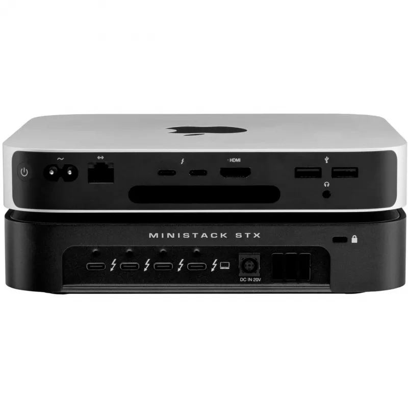 miniStack STX, Thunderbolt 4 (schwarz, Stapelbares Storage-Gehäuse mit Thunderbolt Hub Xpansion)