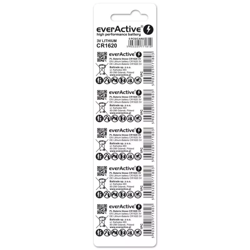 Bateria litowa mini everActive CR1620 5 szt.