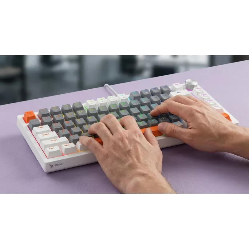 Klawiatura gamingowa Savio ASTRAL WHITE JADE 3 KOLORY USB QWERTY US International