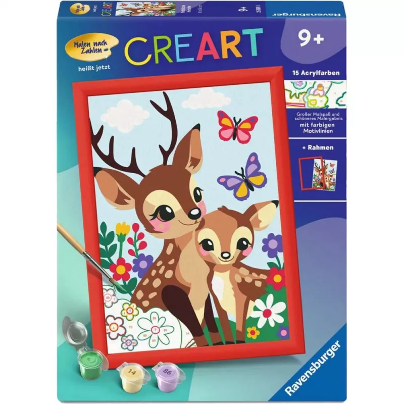 Zestaw do malowania po numerkach Ravensburger CreArt Happy Deer — płótno z numerami do malowania
