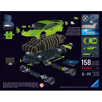 Puzzle 3D 158 elementów Lamborghini Huracan EVO zielony