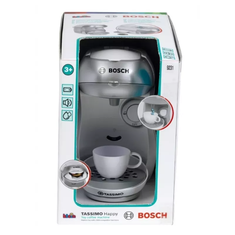 Ekspres do kawy KLEIN Bosch Tassimo 9231 – zabawkowy ekspres do kawy, srebrny, zabawa w role dla dzieci