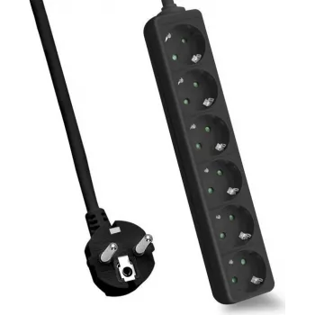 Listwa zasilająca helos CLASSIC 6-gniazdowa czarna kabel 3,0 m
