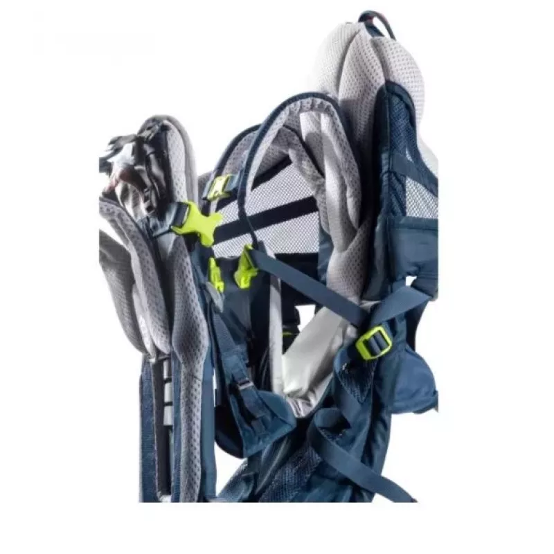 Plecak do noszenia dziecka DEUTER Kid Comfort Active — niebieski, poliamid, do 22 kg, daszek przeciwsłoneczny, podnóżek, VariQuick, Lite Air
