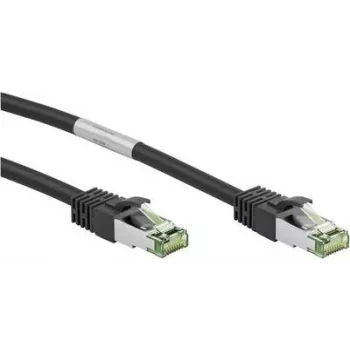 Kabel krosowy Goobay CAT 8.1, S/FTP (PiMF), czarny, 0,5 m - LSZH bezhalogenowy, miedź AWG 24 (66720)