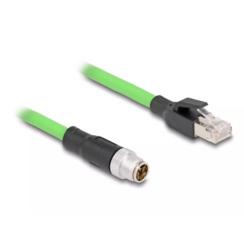 Kabel sieciowy DeLOCK M12 X-kodowany 8-pinowy męski do RJ45 męski PUR (TPU) 1 m