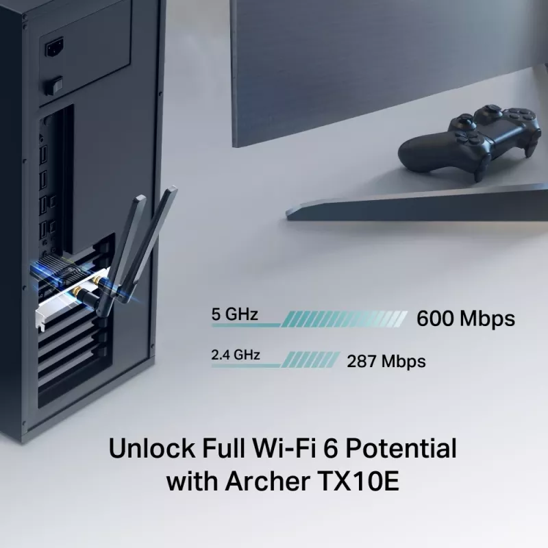 Karta sieciowa Wi-Fi 6 Bluetooth PCIe TP‑LINK Archer TX10E AX900 — karta PCIe, Wi‑Fi 6 AX900, Bluetooth