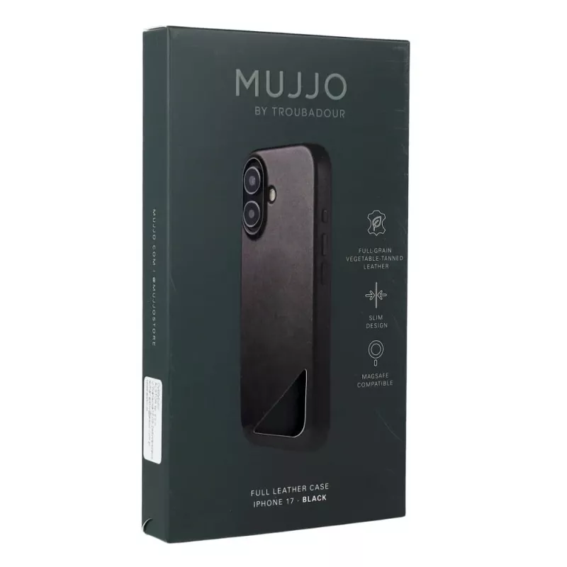 Mujjo Full Leather Case MagSafe etui do iPhone 17 Czarny