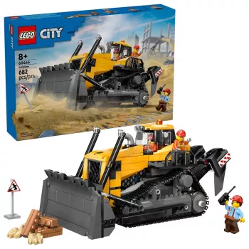 Zabawkowy spychacz budowlany LEGO 60466, seria City, 682 elementy, 3 minifigurki, zalecany wiek 8+, wymiary 120×240×130 mm