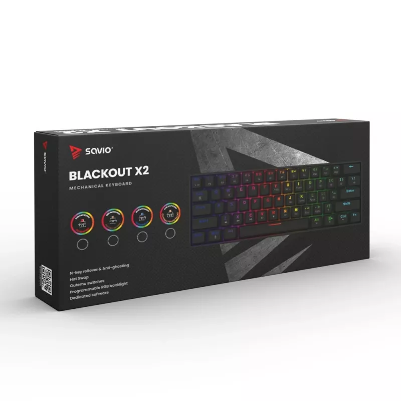 Klawiatura mechaniczna SAVIO BLACKOUT X2 OUTEMU Red, Hot Swap