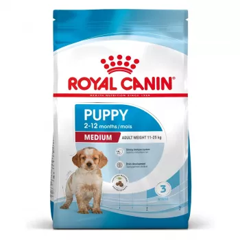 Sucha karma dla psów Royal Canin Medium Puppy 4 kg — dla ras średnich 10–25 kg, białko 32%, tłuszcz 20%, kurczak