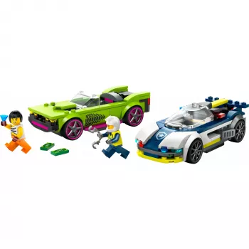 LEGO City zestaw 60415 Pościg radiowozu i muscle cara — 213 elementów, 2 minifigurki, wiek 6+