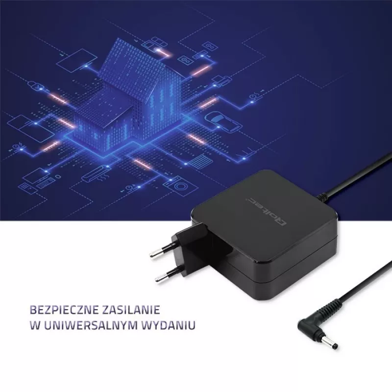 Qoltec 51745 zasilacz/przetwornica wewnętrzna 65 W Czarny