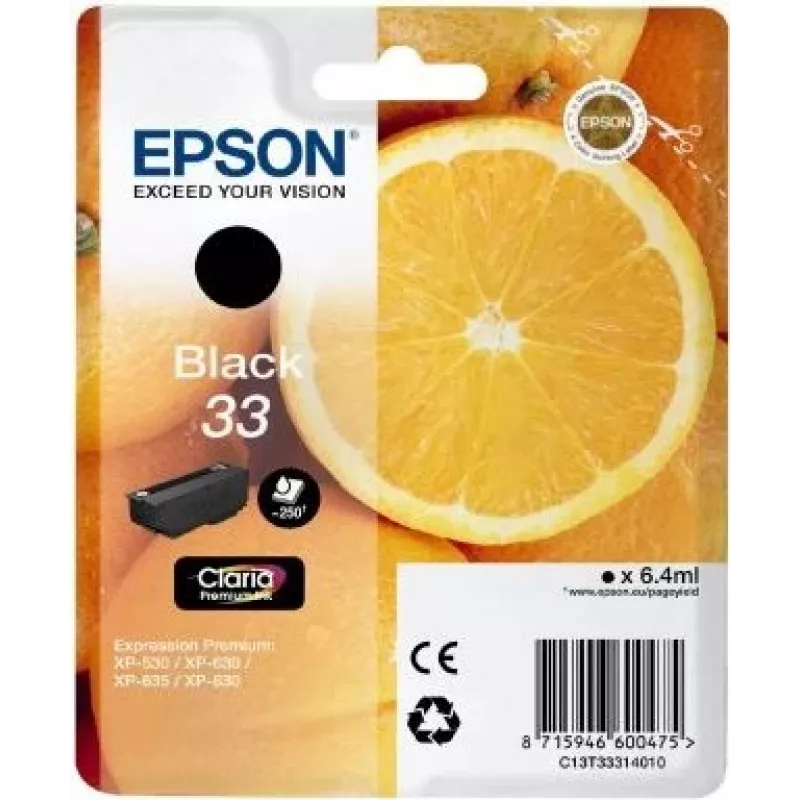 Epson pomarańczowys C13T33314010 wkład atramentowy 1 szt. Oryginalny Czarny