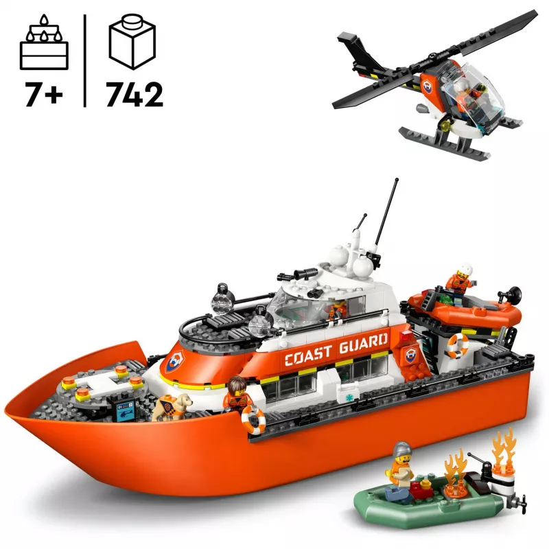 Blocks City 60504 Łódź ratownicza Straży Przybrzeżnej i helikopter