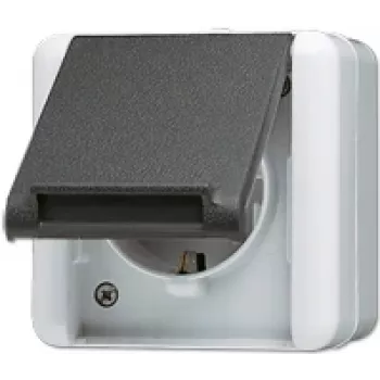 Gniazdo wtyczkowe CEE 7/3 Jung 820 W — obudowa termoplastyczna IP44, 250 V 16 A, czarno-biały